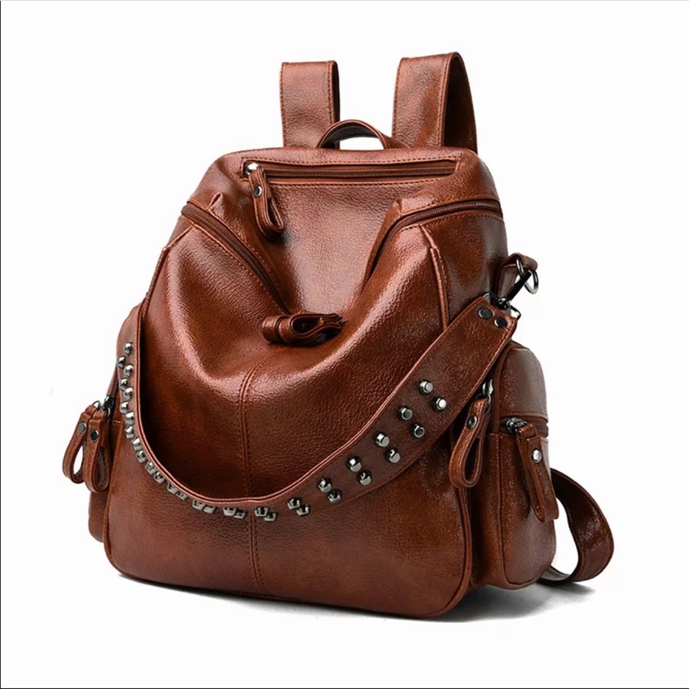COPY - PU Leather Rivet Backpack - Picture 2 of 12